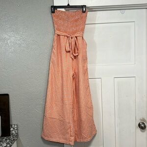 MINKPINK JUMPSUIT ORANGE AND WHITE SIZE  X-SMALL